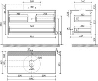 Тумба с раковиной Sancos Snob R 100 см, bianco, столешница черный мрамор, раковина CN5001
