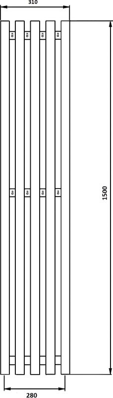 Полотенцесушитель водяной Secado Бергамо 5К 1500х280 150x30 см, графит, I-образный