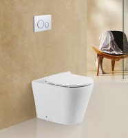 Унитаз приставной напольный BelBagno Flay-r BB1003CBR безободковый, крышка BB2111SC с микролифтом