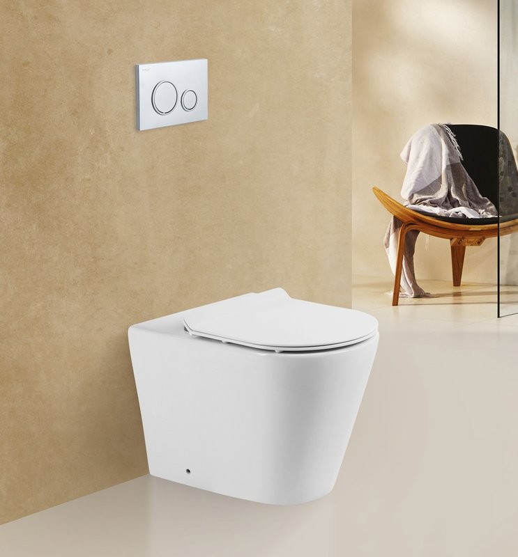 Унитаз приставной напольный BelBagno Flay-r BB1003CBR безободковый, крышка BB2111SC с микролифтом