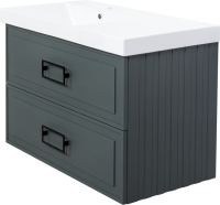 Мебель для ванной комнаты La Fenice Cubo Twin 90 L серая, ручки черные