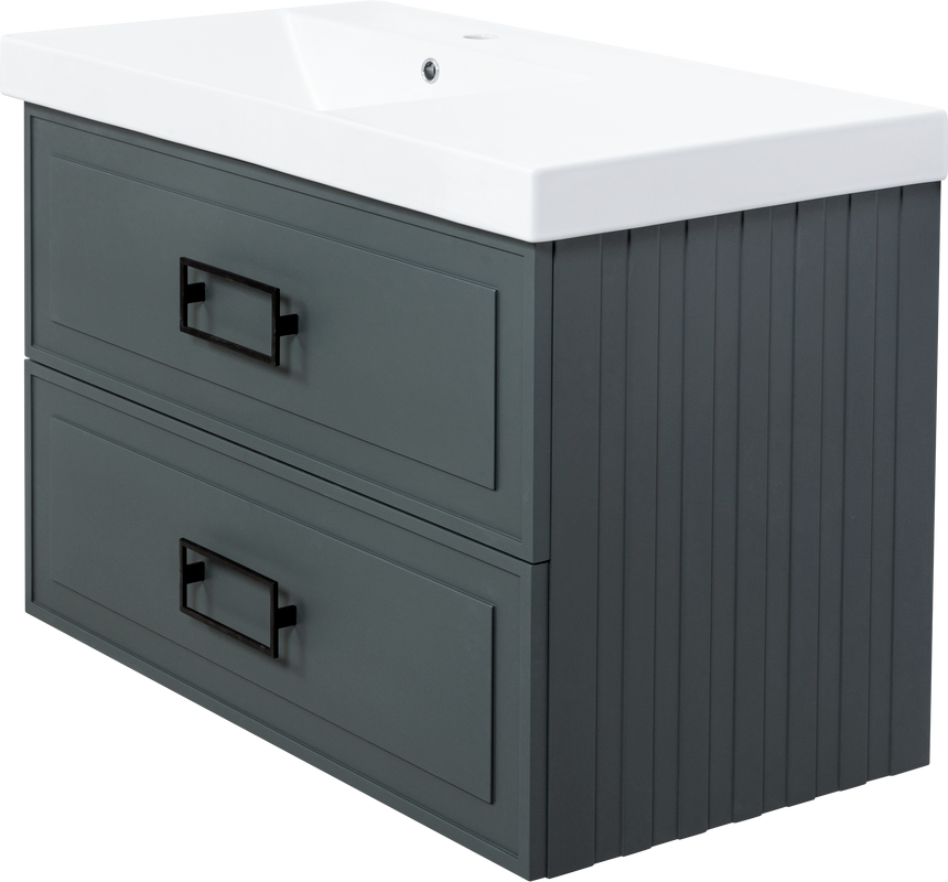 Мебель для ванной комнаты La Fenice Cubo Twin 90 L серая, ручки черные