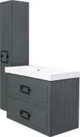 Мебель для ванной комнаты La Fenice Cubo Twin 90 L серая, ручки черные