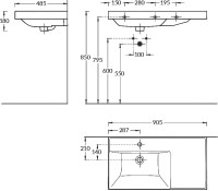 Мебель для ванной комнаты La Fenice Cubo Twin 90 L серая, ручки черные