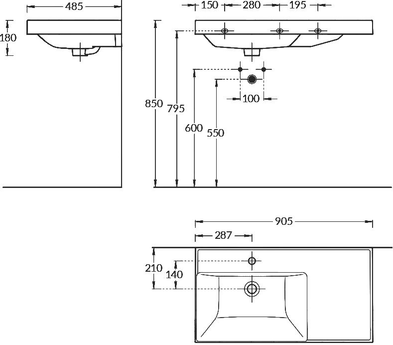 Мебель для ванной комнаты La Fenice Cubo Twin 90 L серая, ручки черные