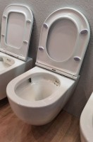 Унитаз подвесной Art&Max Torino AM823-V/SC с микролифтом, белый, с вихревым смывом