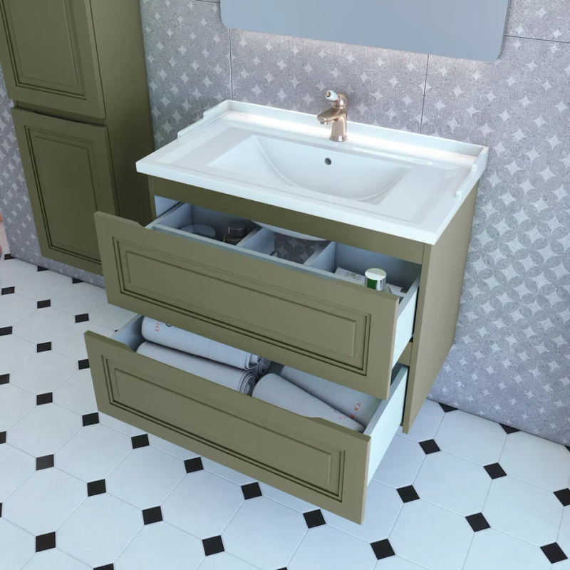 Тумба с раковиной Caprigo Wales Смальти 80 олива