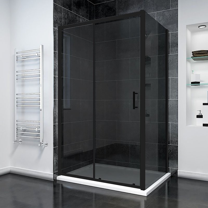 Душевой уголок Veconi Rovigo RV-055BT 130х90 см, профиль матовый черный, стекло тонированное