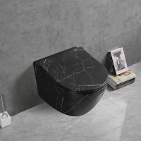 Унитаз подвесной Ceruttispa Sella Aria Tornado MMB CT9531 безободковый, с микролифтом, черный мрамор матовый