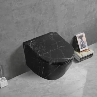 Унитаз подвесной Ceruttispa Sella Aria Tornado MMB CT9531 безободковый, с микролифтом, черный мрамор матовый