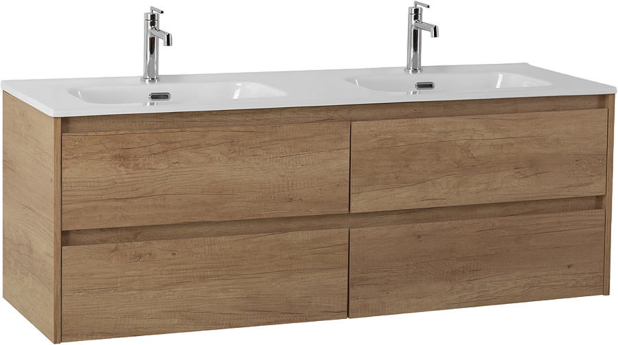 Тумба под раковину BelBagno Kraft 140 4 ящика, для двоих, rovere nebrasca nature
