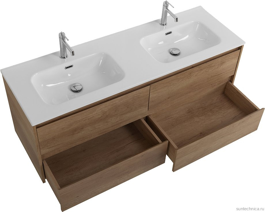 Тумба под раковину BelBagno Kraft 140 4 ящика, для двоих, rovere nebrasca nature