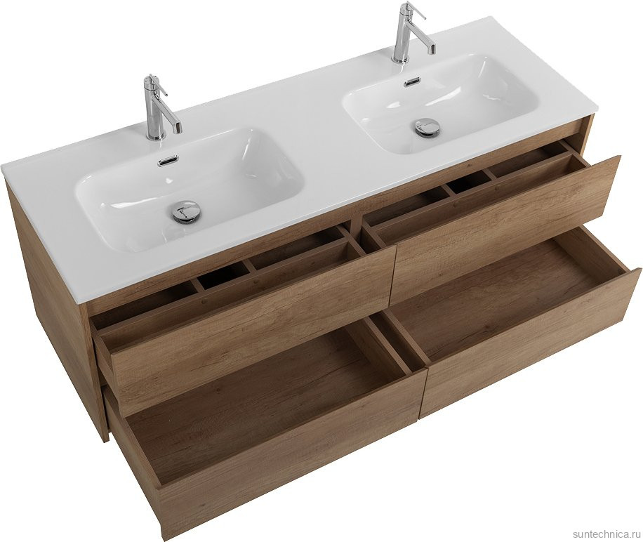 Тумба под раковину BelBagno Kraft 140 4 ящика, для двоих, rovere nebrasca nature