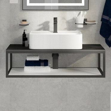 Консоль Cezares Cadro 100 1-ярусная, подвесная, белая полка, со столешницей и раковиной BB1338