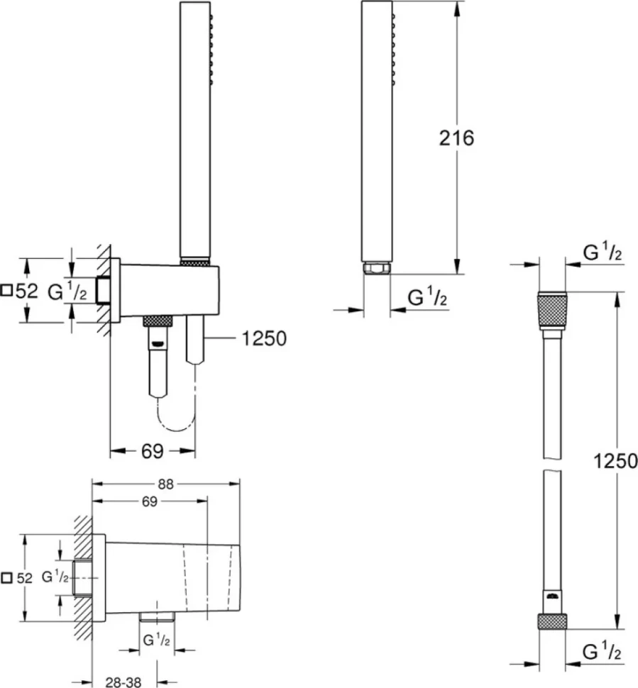 Душевой гарнитур Grohe Euphoria Cube Stick 26405000