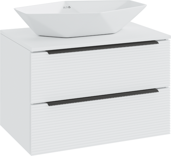 Тумба с раковиной Runo Орлеан 70 белая матовая, белый глянец, раковина Poligono 65