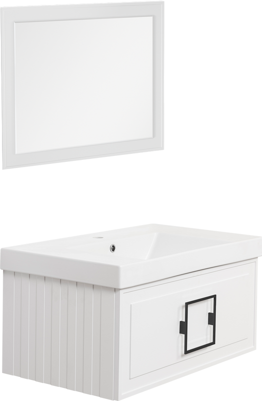 Мебель для ванной комнаты La Fenice Cubo 80 белая, ручка черная