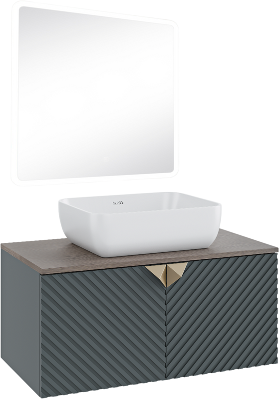 Мебель для ванной комнаты Runo Андорра 85 графит, дуб коньячный, раковина Cuatro 50