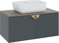 Мебель для ванной комнаты Runo Андорра 85 графит, дуб коньячный, раковина Cuatro 50