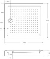 Поддон для душа Cezares Tray TRAY-A-AH-100/90-15-W 100x90, с сифоном