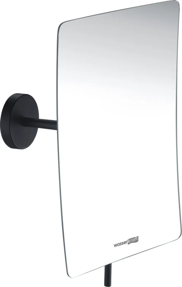 Косметическое зеркало Wasserkraft K-1001Black без подсветки, поворотное, черное матовое