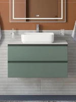 Тумба под раковину со столешницей BelBagno Kraft 100 подвесная, матовая еловая, столешница kep-100-bo