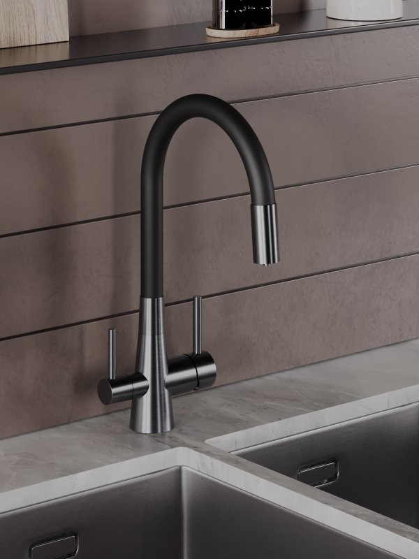 Смеситель для кухни Agger Elegant A3230355 с гибким изливом, оружейная сталь матовая