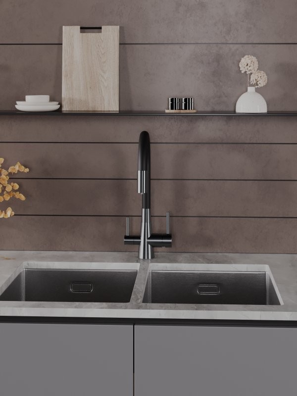 Смеситель для кухни Agger Elegant A3230355 с гибким изливом, оружейная сталь матовая