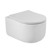 Унитаз подвесной BelBagno Soft-Tor BB084CH-TOR/SC безободковый, с микролифтом, смыв торнадо, белый глянцевый