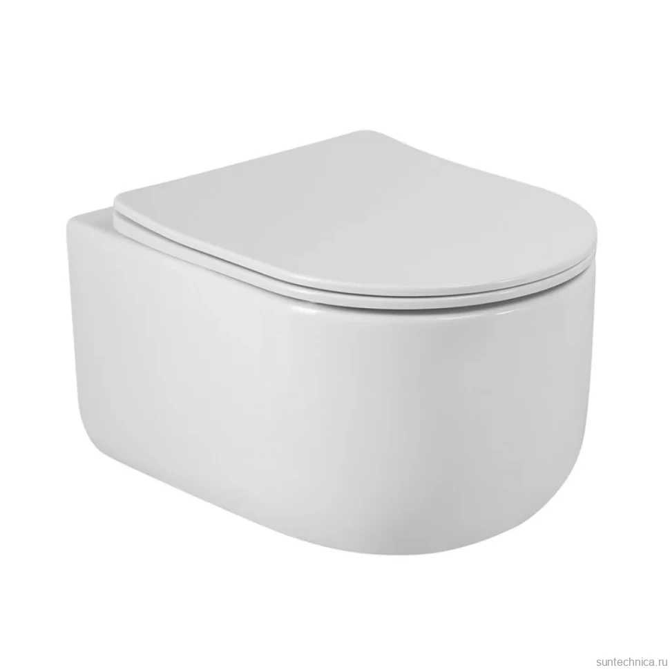 Унитаз подвесной BelBagno Soft-Tor BB084CH-TOR/SC безободковый, с микролифтом, смыв торнадо, белый глянцевый