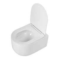 Унитаз подвесной BelBagno Soft-Tor BB084CH-TOR/SC безободковый, с микролифтом, смыв торнадо, белый глянцевый