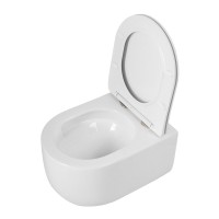 Унитаз подвесной BelBagno Soft-Tor BB084CH-TOR/SC безободковый, с микролифтом, смыв торнадо, белый глянцевый