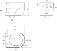 Унитаз подвесной BelBagno Soft-Tor BB084CH-TOR/SC безободковый, с микролифтом, смыв торнадо, белый глянцевый