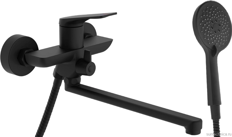 Смеситель с длинным изливом для ванны Haiba HB22816-7 черный