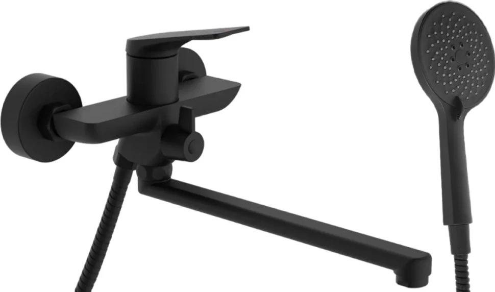 Смеситель с длинным изливом для ванны Haiba HB22816-7 черный