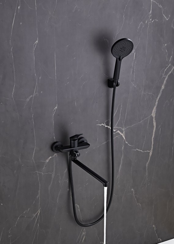 Смеситель с длинным изливом для ванны Haiba HB22816-7 черный