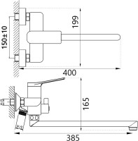 Смеситель с длинным изливом для ванны Haiba HB22816-7 черный