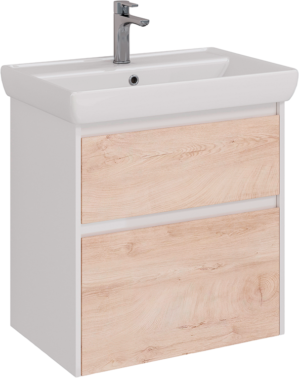 Тумба под раковину Lemark Combi 70 дуб кантри, белая глянцевая