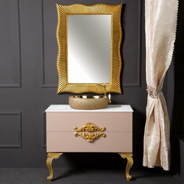 Мебель для ванной комнаты Armadi Art NeoArt 100 капучино с ручками золото, с ножками