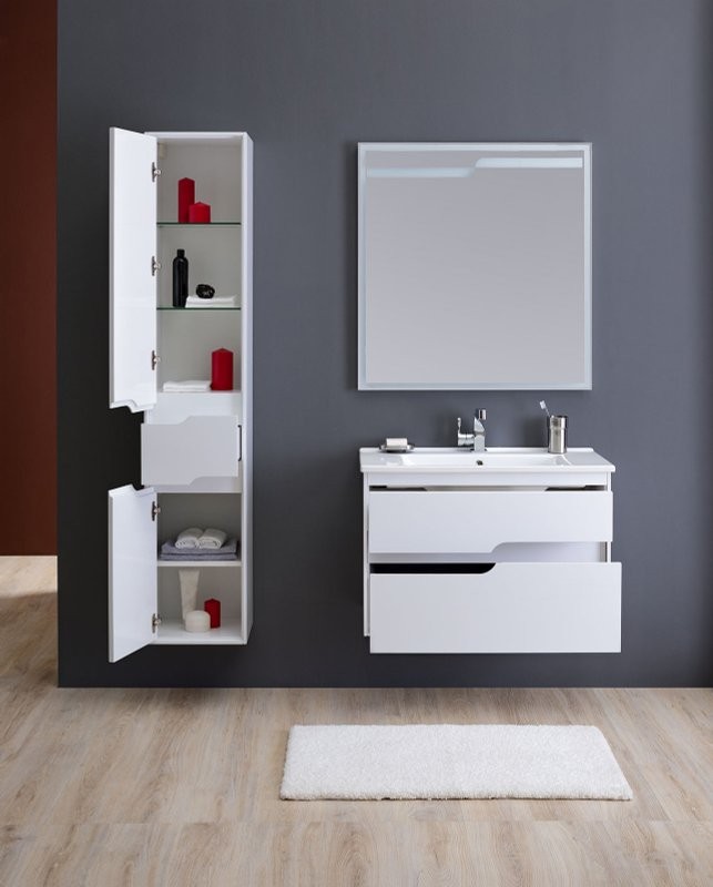 Шкаф пенал для ванной Aquanet Модена 35 L белый