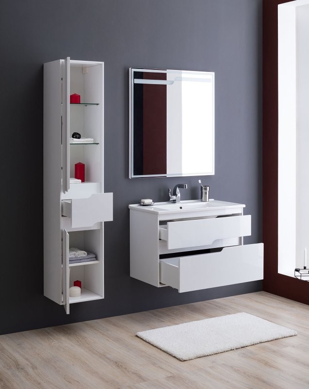 Шкаф пенал для ванной Aquanet Модена 35 L белый