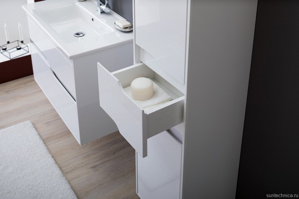 Шкаф пенал для ванной Aquanet Модена 35 L белый