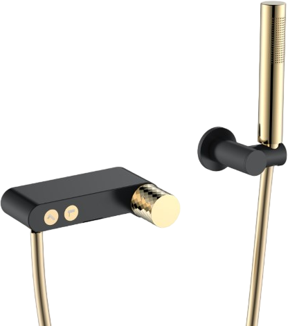 Смеситель для ванны с душем Boheme Stick 123-BG black diamond gold