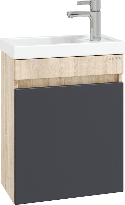 Тумба под раковину Onika Милтон 45 подвесная, серая, дуб сонома