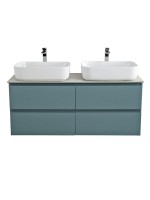 Тумба под раковину со столешницей BelBagno Kraft 120 подвесная, матовая голубая, столешница kep-120-2-cem, для двоих