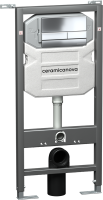 Комплект Унитаз подвесной Ceramicanova Metric CN3007 безободковый, с микролифтом + Инсталляция Envision CN1002CH + Кнопка Flat, хром