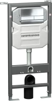 Комплект Унитаз подвесной Ceramicanova Metric CN3007 безободковый, с микролифтом + Инсталляция Envision CN1002CH + Кнопка Flat, хром