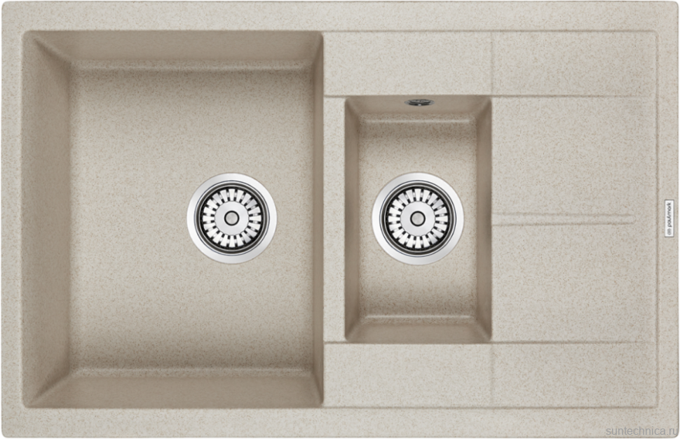 Комплект Мойка Paulmark Flugen 60/1,5 PM237850-BE бежевый + Измельчитель Intenso