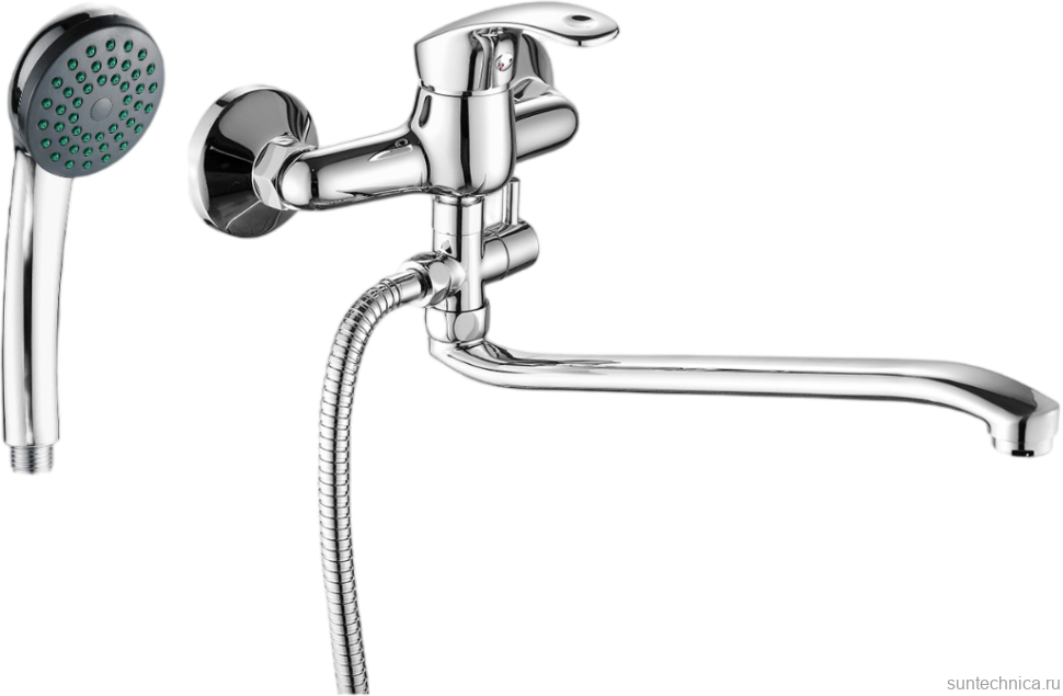 Смеситель с длинным изливом для ванны Fashun A2136 хром