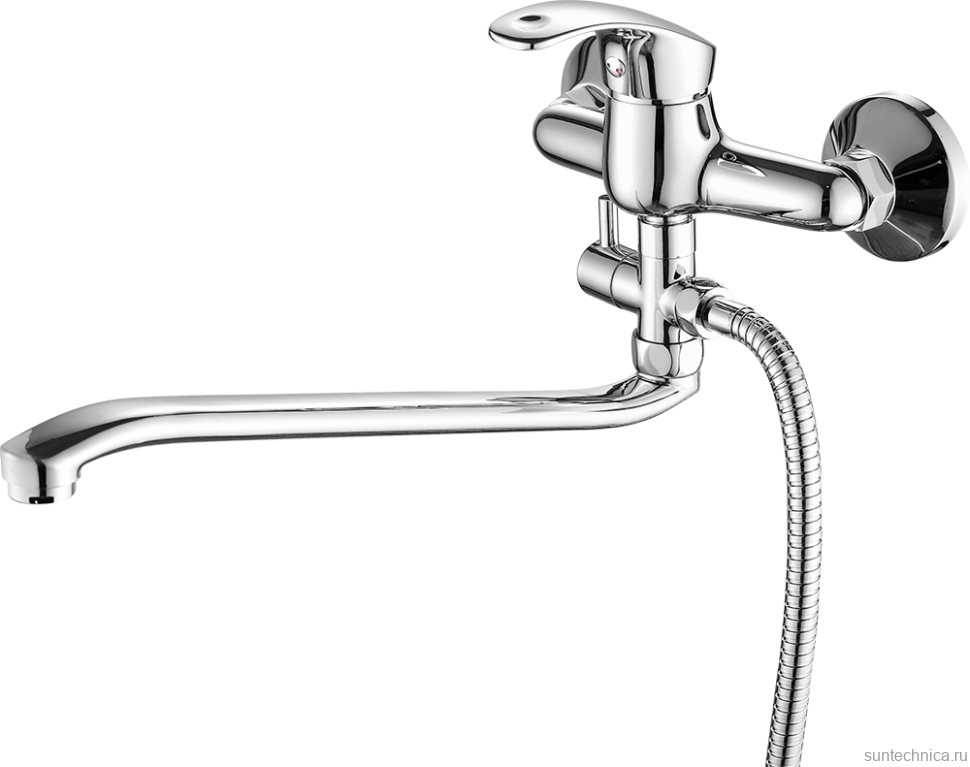 Смеситель с длинным изливом для ванны Fashun A2136 хром